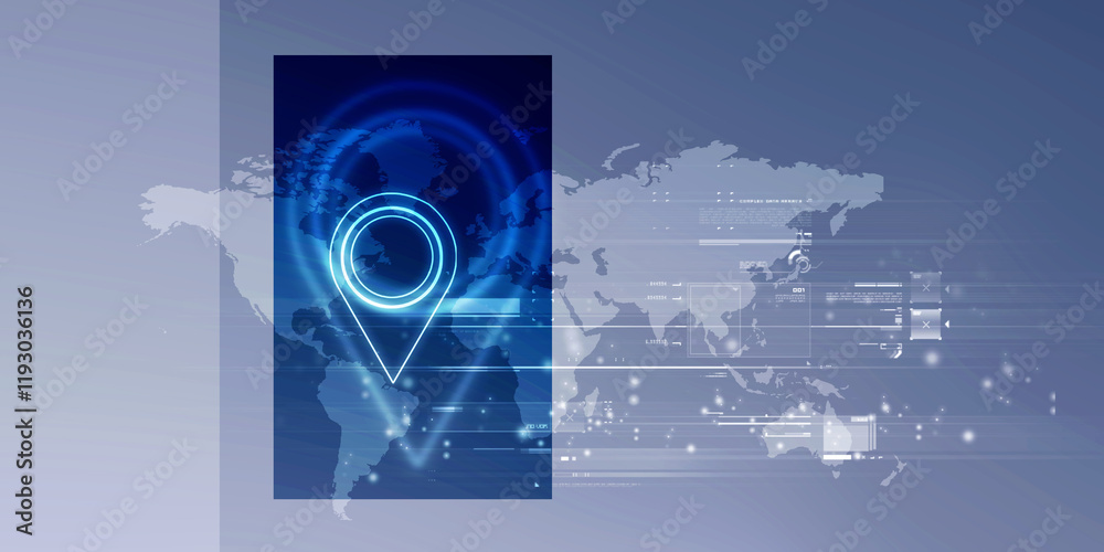 Poster 2d illustration red map pointer