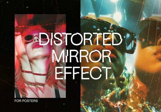 Distortion Vertical Mirror Photo Effect Mockup