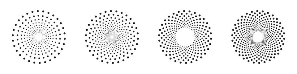 Abstract Circular Dot Patterns Vector Collection