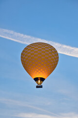 hot air balloon in flight at cappadocia, nevsehir