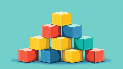 Colorful building blocks stacked in playful arrangement, perfect for children playtime and educational activities. These vibrant cubes inspire creativity and imagination
