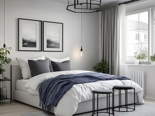 Cozy Bedroom with Stools and Decorative Adding Elements