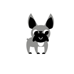 Funny Gray French bulldog Illustration