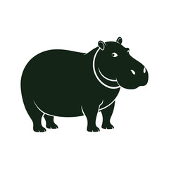 Vector Hippopotamus Silhouette for Wildlife Conservation Themes