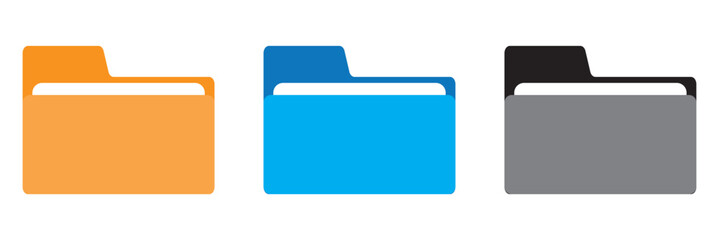 Different folder icon set, opened and closed folders collection. Computer folder.