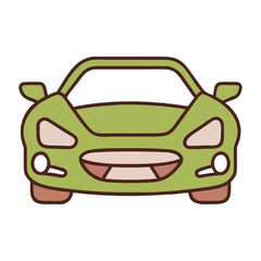 Green sports car icon front view illustration