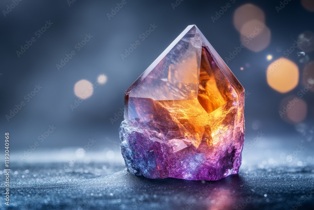 Poster a close-up of an isolated glowing gemstone under uv light, revealing vibrant colors and intricate in