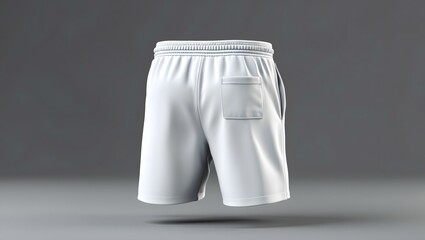 Blank shorts mockup, front, back and side views. Sweatpants. 3d rendering, 3d illustration 