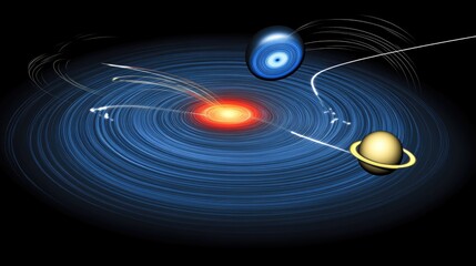 Celestial Dance Planets Orbiting a Luminous Star in Space