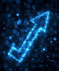 Abstract glowing arrow pointing upward, symbolizing growth or increasing sales.