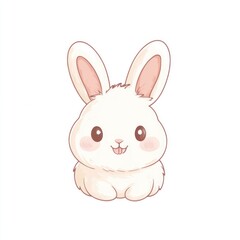 Cute bunny rabbit sitting, illustration, white background, children's book