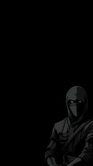 Dark minimalist mobile wallpaper, ninja design, radiating mystery and stealth