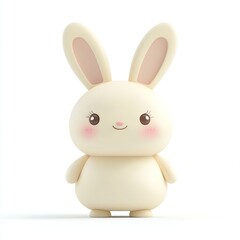 Cute cartoon bunny, isolated on white, Easter celebration, spring background