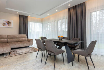 modern luxury dining room interior, 3d render