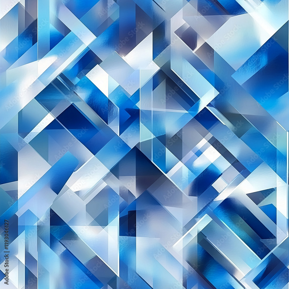 Poster Abstract geometric blue pattern texture with overlapping modern shapes