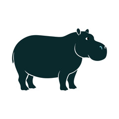 Bold Hippopotamus Silhouette Illustration for Graphic Design