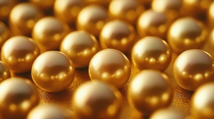 Shiny Gold Pearls on Elegant Surface for Luxurious Celebrations