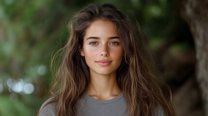 Fototapeta premium Elegant Woman with Long Flowing Hair