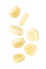 Falling Banana Slices cutout, full depth of field.