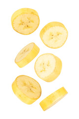 Falling Banana Slices cutout, full depth of field.