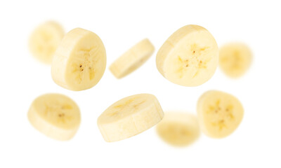 Falling Banana Slices cutout, full depth of field.