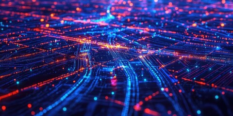 Innovative digital blueprint illustrating progress pathways.