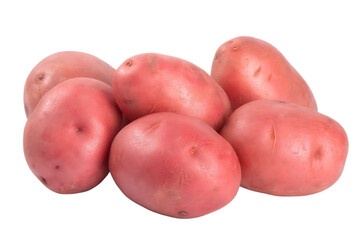 perfect group of raw red potatoes isolated on white background PNG.AI GENERATED