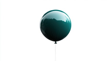 Obraz premium Single Green Balloon Floating Against a White Background