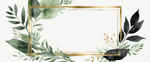 gold frame with watercolor style