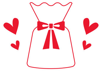 プレゼントが入った袋とプレゼントが入った袋とハートのあしらいハートのあしらい