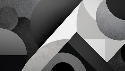 Unique abstract background with geometric concept of squares, triangles, and circles with black and white concept colors. Wallpaper, poster.