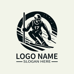 cross country ski vector logo design