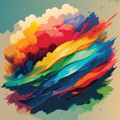 vibrant watercolor design, labeled vector art illustration.