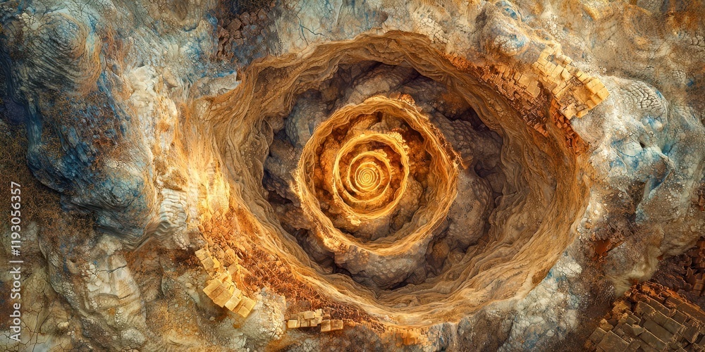 Poster spiral shaped rock with a hole in the middle