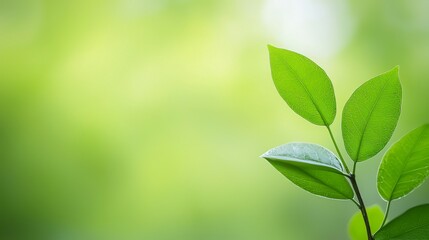 Obraz premium A close-up of green leaves against a soft, blurred background, symbolizing nature and growth.