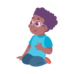 Funny Little Boy Character Thinking and Imagine Vector Illustration