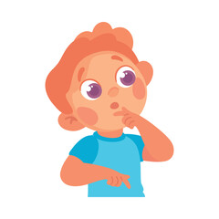 Funny Little Boy Character Thinking and Imagine Vector Illustration