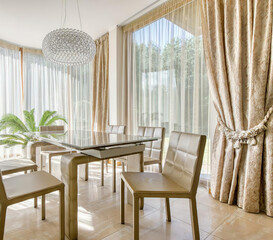 modern luxury dining room interior, 3d render