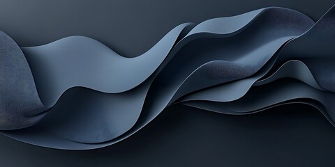 Obraz premium Abstract dark blue flowing fabric waves. Design background