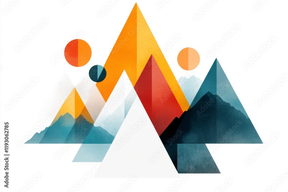 Poster a minimalist illustration of utah mountains, with simple triangular peaks and soft gradients of oran