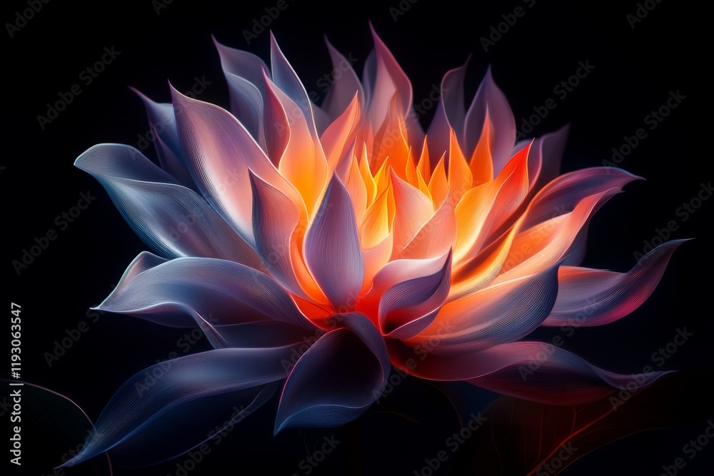Poster a modern design of a uv lamp isolating a glowing flower petal, with soft gradients and sharp edges h