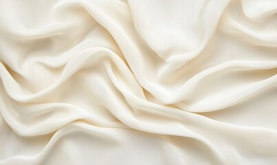 Obraz premium Creamy white fabric draped background for design, texture, or elegant template.