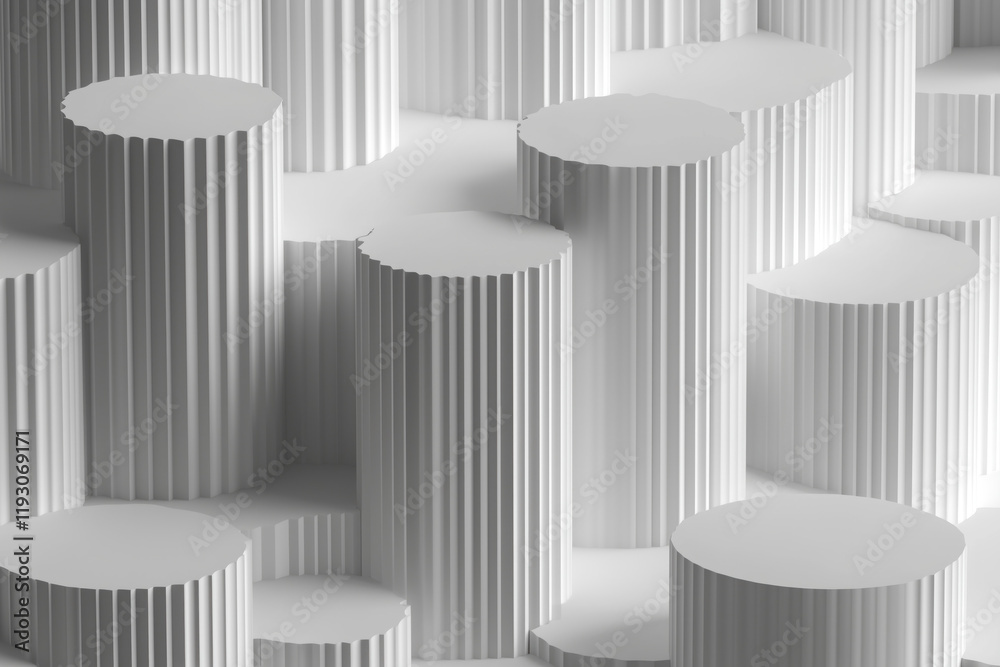 Poster abstract white 3d pattern. brutalist style. background image. created with generative ai technology.