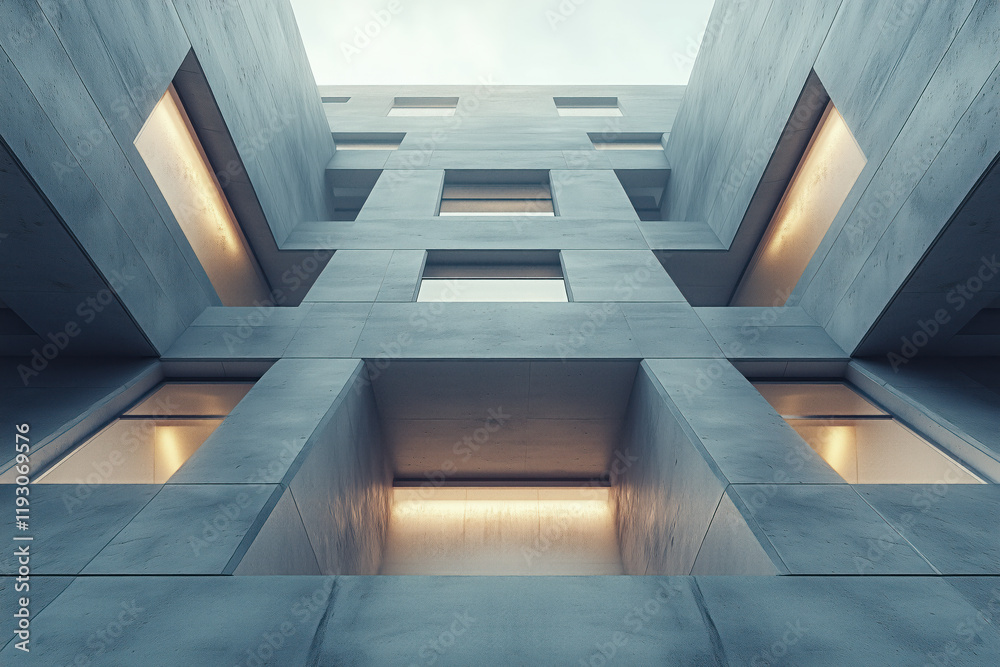 Poster modern minimalist architecture. brutalist style. building facade. background image. created with gen