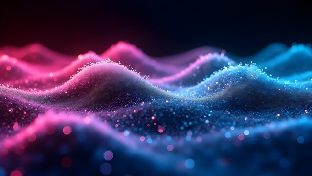 Abstract waves in vibrant neon tones against a simple