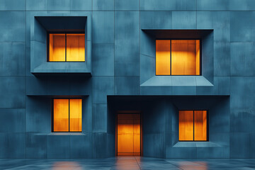 Modern Minimalist Architecture. Brutalist style. Building Facade. Background image. Created with Generative AI technology.