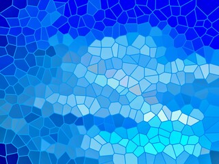 Abstract blue and white background with effect of stained glass. Stained glass - computer graphics. Topics: wallpaper, abstraction, pattern, design, decoration