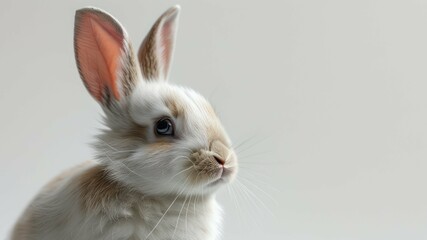 Fototapeta premium Close up of a cute rabbit with soft fur and bright eyes, conveying tenderness and joy Ideal for pet related concepts