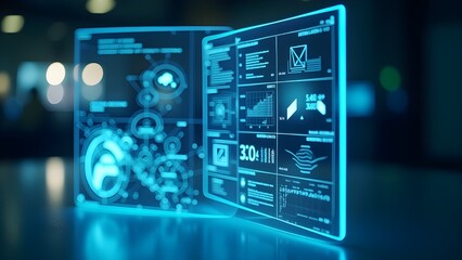 Fototapeta premium Augmented reality interface displaying information on a smart glass screen