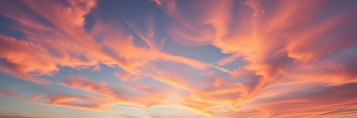 A kaleidoscope of colors paint the evening sky as clouds morph into wispy shapes and hues of coral and salmon take center stage, dusk sky, landscape photography